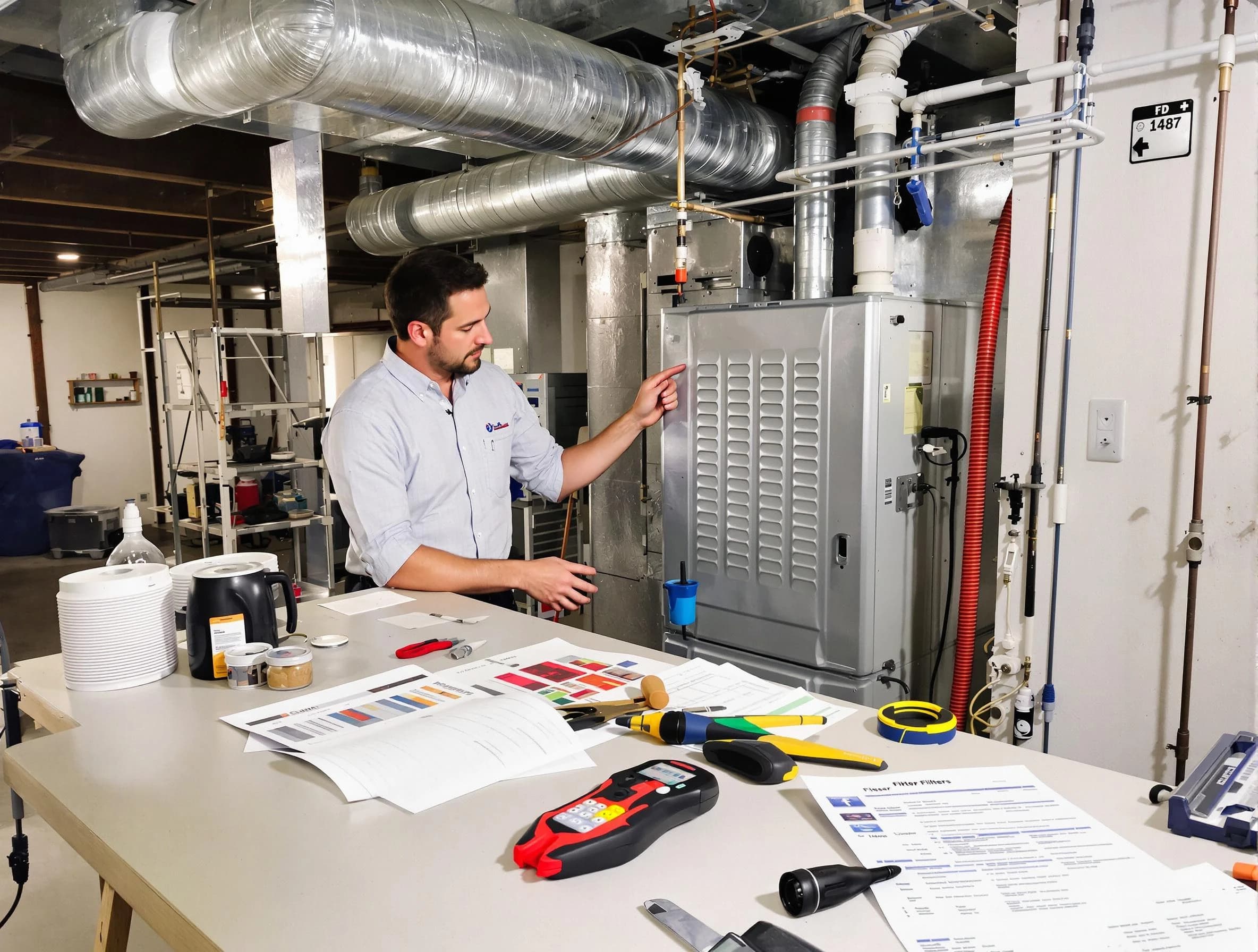 Choctaw Air Duct Cleaning inspector conducting detailed filter system evaluation using professional diagnostic tools in Choctaw