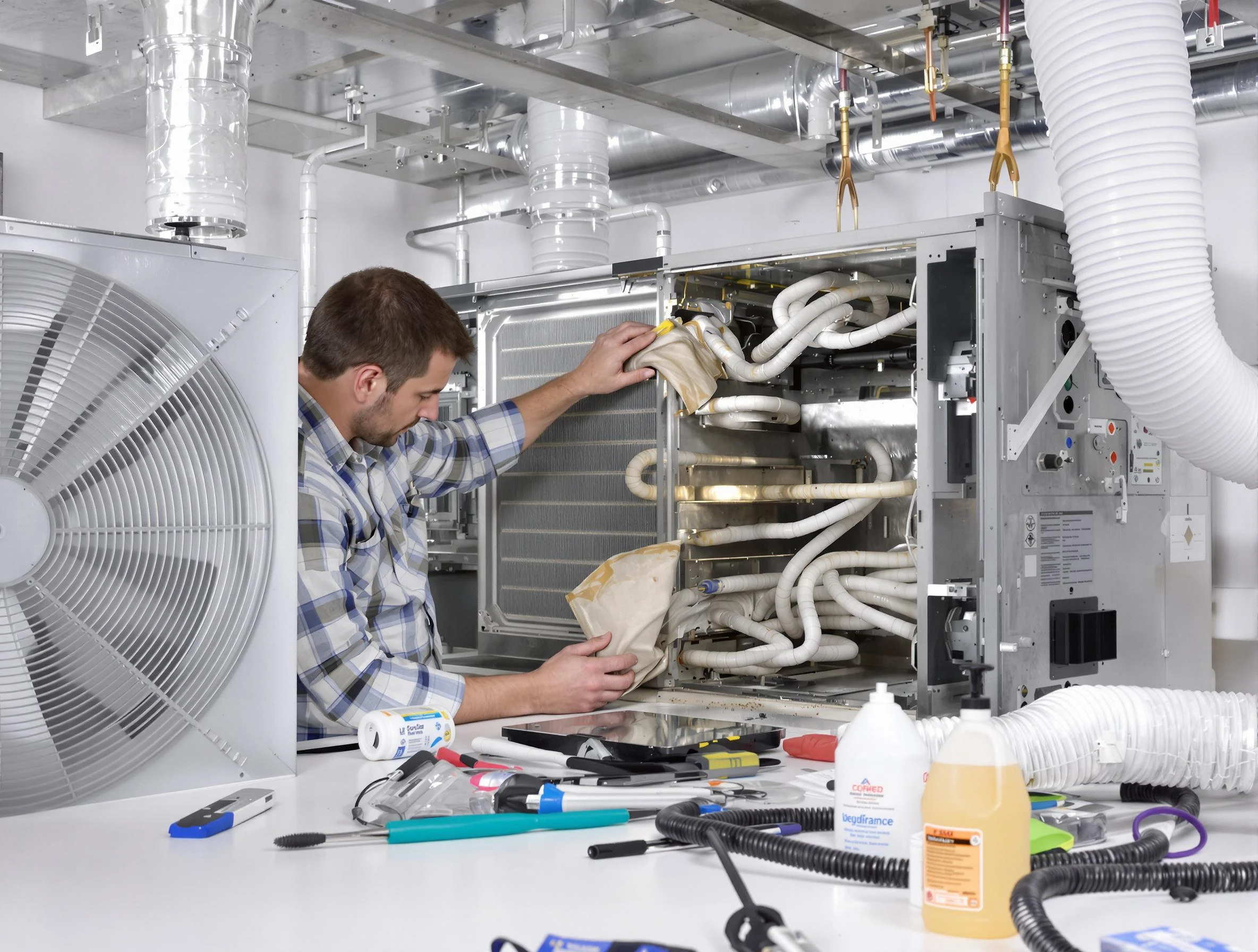 Choctaw Air Duct Cleaning specialist performing precision AC coil cleaning in Choctaw