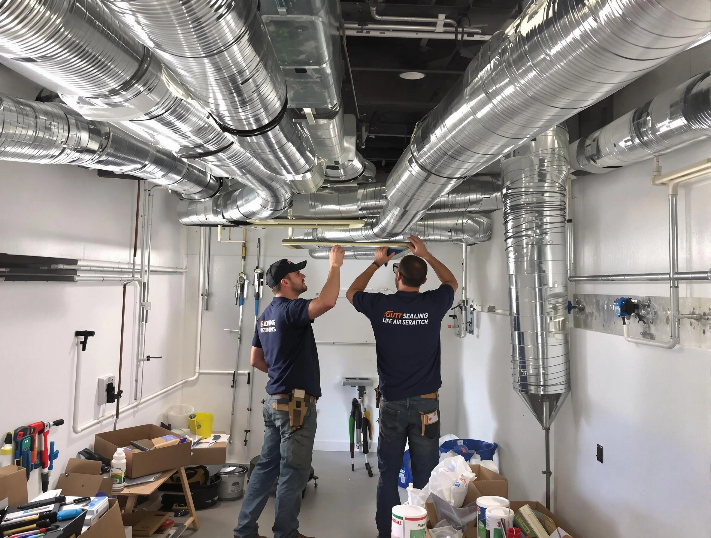 Choctaw Air Duct Cleaning technician applying professional duct sealing solutions in Choctaw
